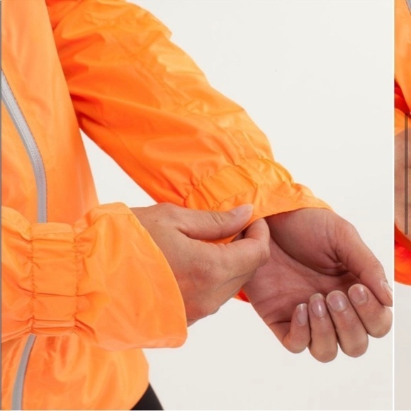 Lululemon Make It Rain Orange Jacket Rain Coat Running Windbreaker Hood Sz 6 - Picture 2 of 16